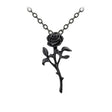 Black rose necklace on a white background