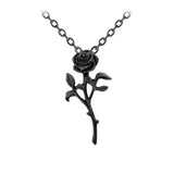 Black rose necklace on a white background