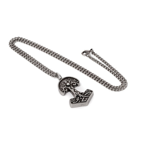 Silver necklace with Thor's Hammer/Tree of Life pendant