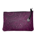 Paisley leather zipper pouch with pewter charm, in orchid color