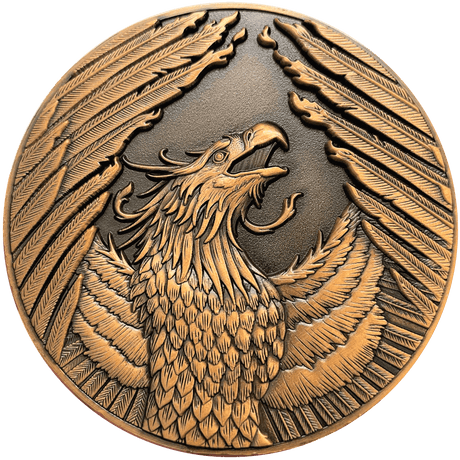 Bronze hued phoenix collectible metal coin