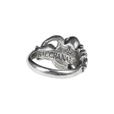 Pewter ring with black rose and Austrian crystals