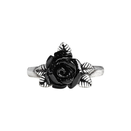 Pewter ring with black rose