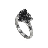 Pewter ring with black rose
