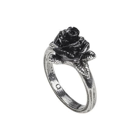 Pewter ring with black rose