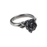 Pewter ring with black rose