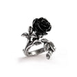 Pewter ring with black rose
