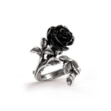 Pewter ring with black rose