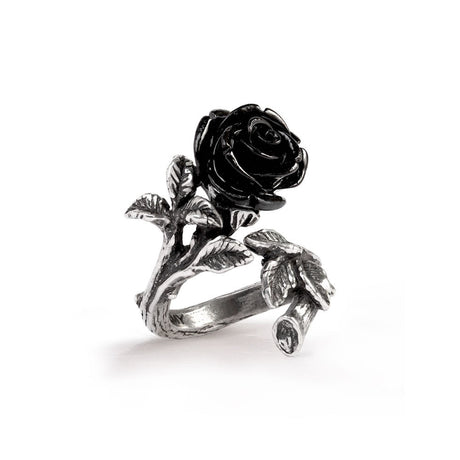 Pewter ring with black rose