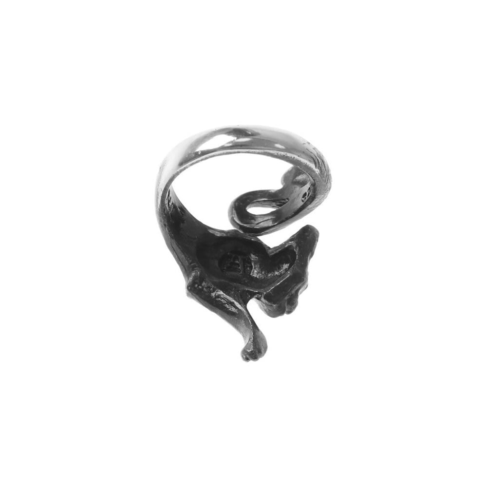 Pewter black cat ring