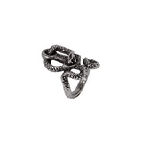 Pewter ring with a serpent and Thor's hammer