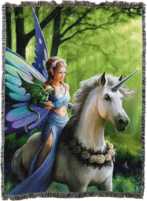 Realm of Enchantment Tapestry Blanket by Anne Stokes