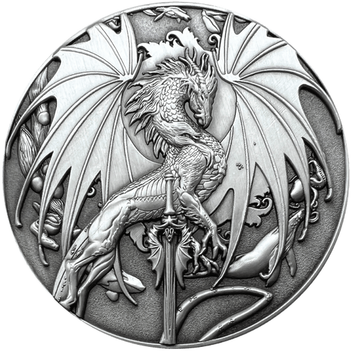 Silver Seablade dragon coin with ocean animals