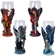 Set of 4 glass goblets with dragon and sword stemware