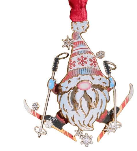 Ski Gnome Brass Ornament