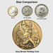Size comparison of coin, compared to other standard currency