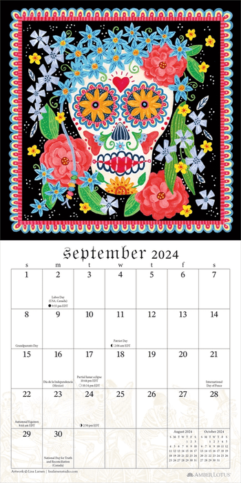 2024 Mini Sugar Skulls Day of the Dead Calendar - September example