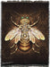 Tapestry blanket, art by Brigid Ashwood, steampunk honeybee with cogs and gears on brown mottled background