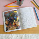 Disney Dreams Collection Thomas Kinkade Studios Disney Princess Coloring Book, example page with beauty and the beast