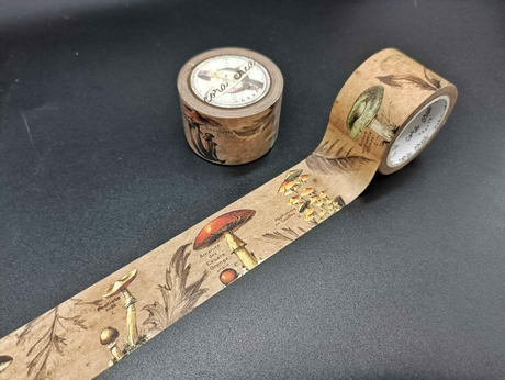 Decorative tape with vintage style mushroom-themed designs