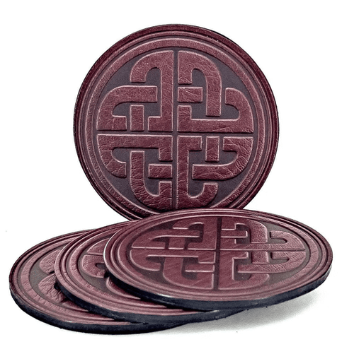 Leather Celtic Love Knot Coaster Set