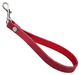 Detachable leather wristlet strap, shown in red