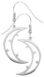 faux-silver earrings with dangling crescent moons and stars