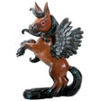 Rearing bay (brown with black accents) pegasus figurine, sparkly wings, red eyes