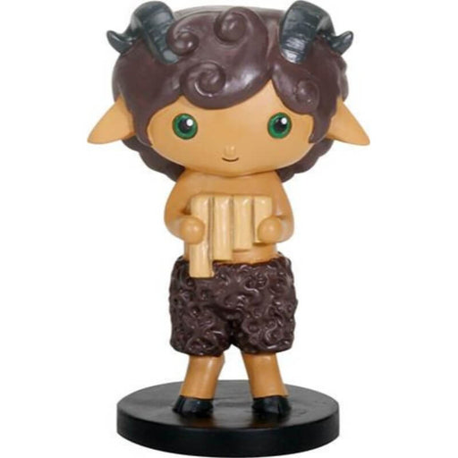 Cute figurine of pan with horns and holding pan pipes, from Greek mythology