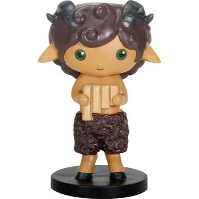 Cute figurine of pan with horns and holding pan pipes, from Greek mythology