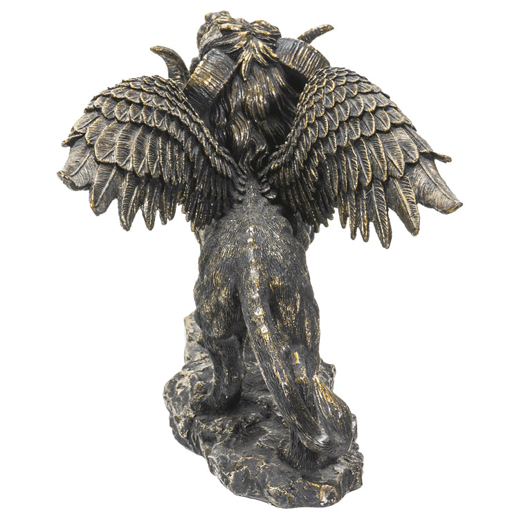 Winged and horned lion figurine in faux-bronze