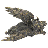 Winged and horned lion figurine in faux-bronze