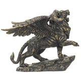 Winged and horned lion figurine in faux-bronze