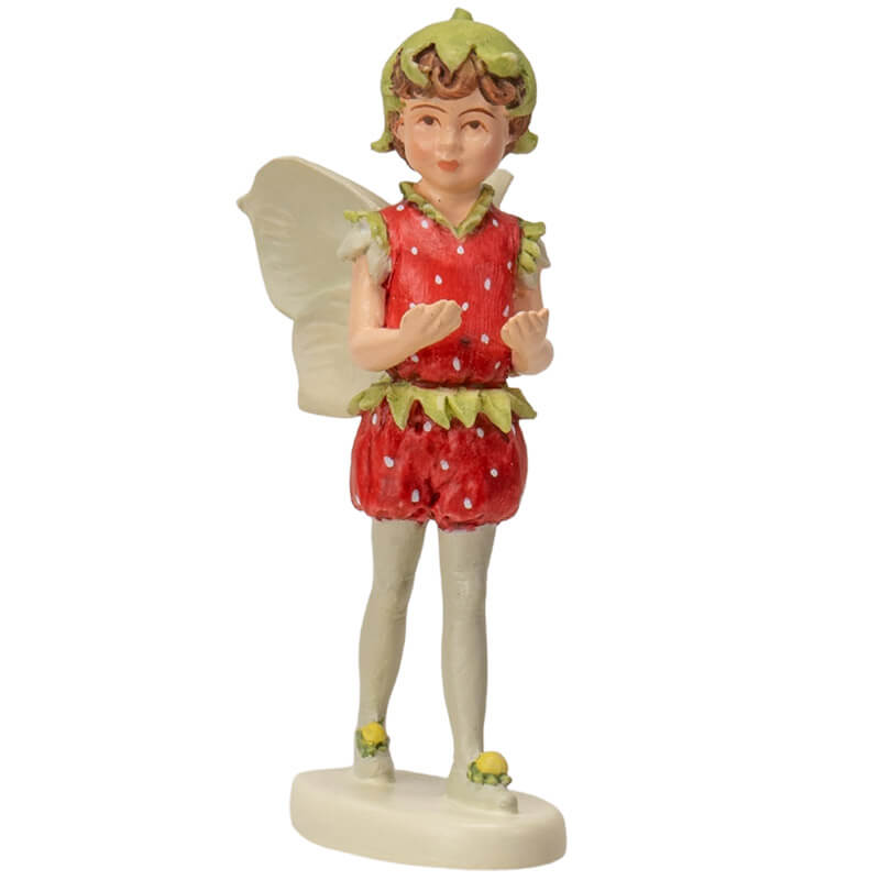 Mini fairy figurine based on Cicely Mary Barker art - fairy wearing a strawberry outfit