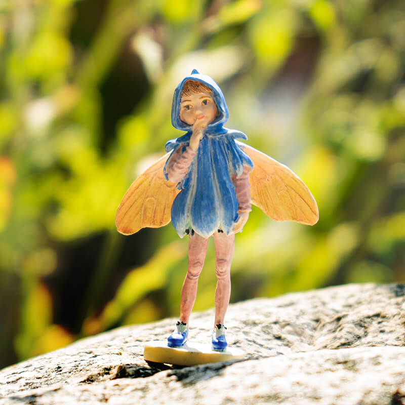 Cicely Mary Barker Flower Fairy Figurine - dressed in blue scilla flower dress with yellow wings