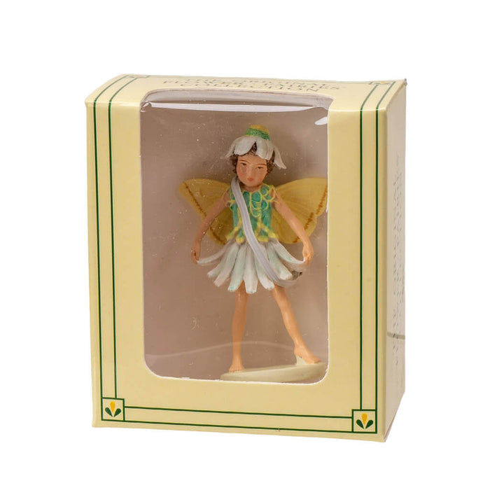 Cicely Mary Barker Flower Fairy - dressed in white, green and yellow daisy garb with yellow butterfly wings. Shown in box