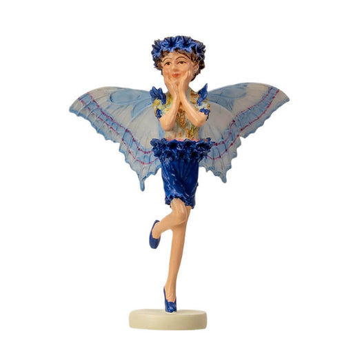 Cicely Mary Barker flower fairy figurine dressed in blue with butterfly wings.