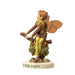 Flower Fairy figurine - Beech Tree Fairy written on base, pixie boy in pale green and brown/tan with short hair sitting on a branch