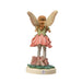 Flower fairy figurine of girl pixie with green and pink flower dress, base reads "Sweet Pea Fairy"
