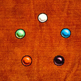 Close up of the magic elemental circles on the fleece Magic the Gathering blanket throw.