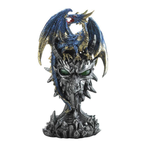 Blue Dragon Warrior Statue with LED Figurine