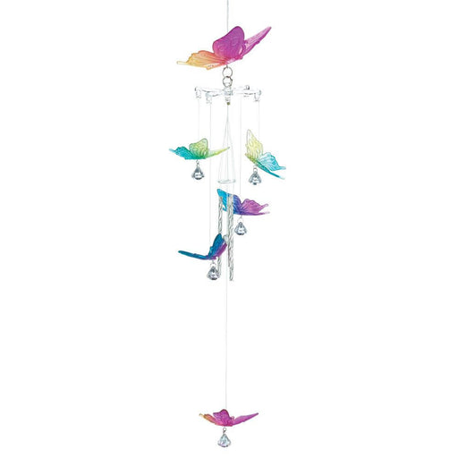 Wine chime with rainbow acrylic butterflies and metal chimes