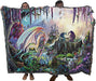 Dragon Valley tapestry blanket held up by two adults to show large size