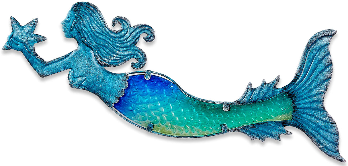 Blue Mermaid Fused Glass Wall Decor