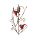 Tealight candle sconce with two red flowers and accent berry stems
