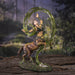 Centaur sorceress rears up above the forest floor, commanding swirling green earth magic that encircles her. Figurine based upon the art of Anne Stokes. Shown in a forest backdrop setting
