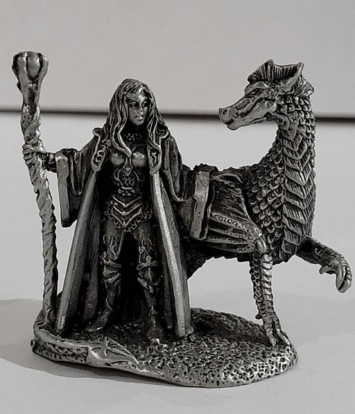 Pewter sorceress and dragon