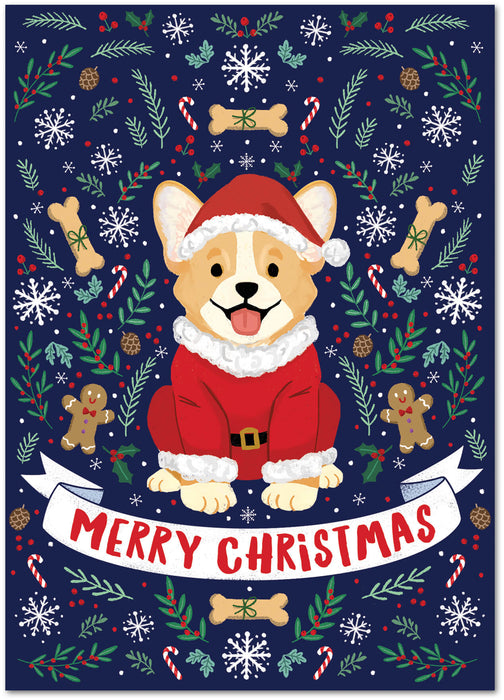 Santa Corgi Christmas Cards