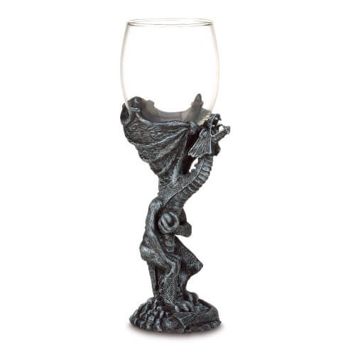 Goblet featuring a resin dragon standing up
