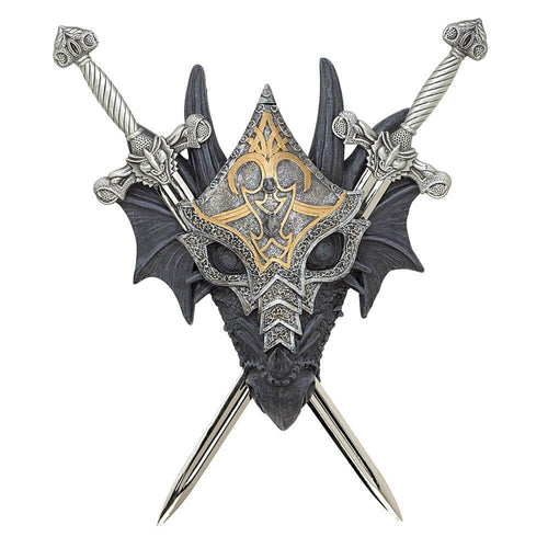 Armored Dragon Crest Wall Plaque